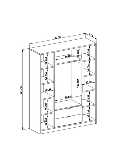 Atlas 4 Kapılı 2 Çekmeceli Gardırop Atlantik Çam