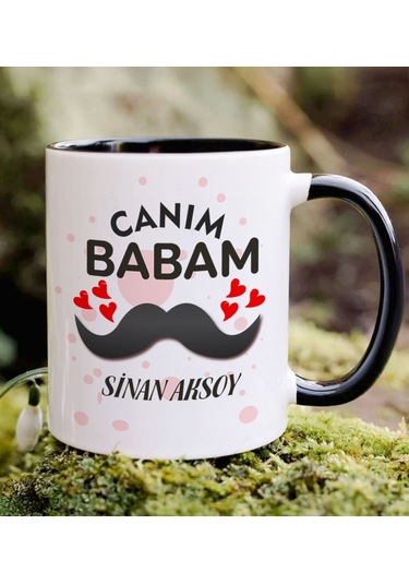 Bk Gift Kişiye Özel Canım Babam Tasarımlı Siyah Kupa Bardak, Doğum Günü Hediyesi Kobitmeyencom34911 Bk Gift Renkli