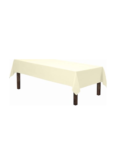 Sıvı Geçirmez Dertsiz Keten Masa Örtüsü Krem