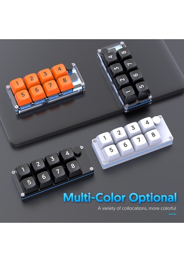 Mkespn Kısım Makro Tanımlı Kablosuz Küçük Klavye Tek Eliyle Oyun Klavyesi Saydam