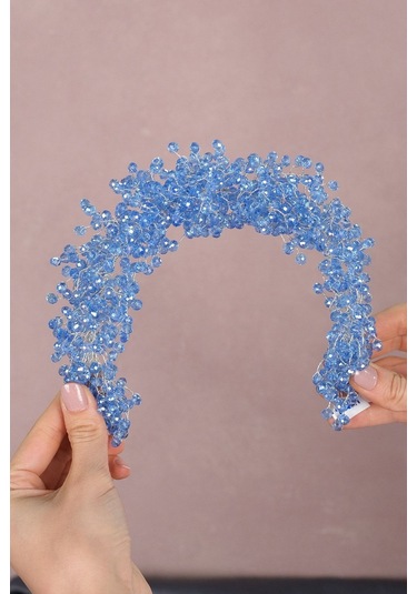 FdayAksesuar Kadın Gelinlere Özel Pollux Kristal Boncuklu Gelin Tacı Saç Aksesuarı FRDY31609