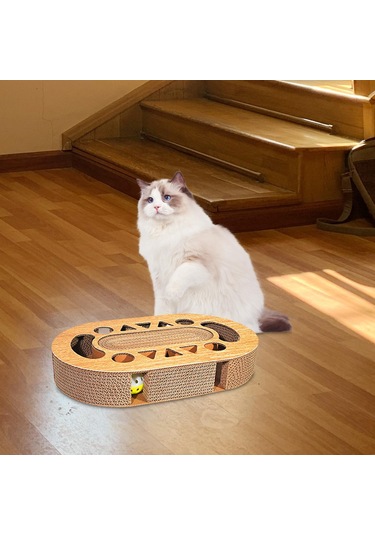 Suntek Kedi Scratcher Parça Zili Topu Eğlence Plakası Oval