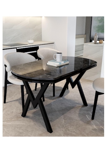 Avenza Living 70 120 Sabit Gofret Yemek Masası Siyah