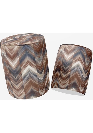 Kahverengi Geometrik Puf Kumaşı Süettir. Uluslararası Solmama Sertifikasına Sahiptir. Çok Renkli