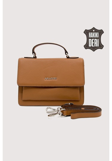 Hakiki Deri Kadın El Çantası Taba Smr9022 Taba