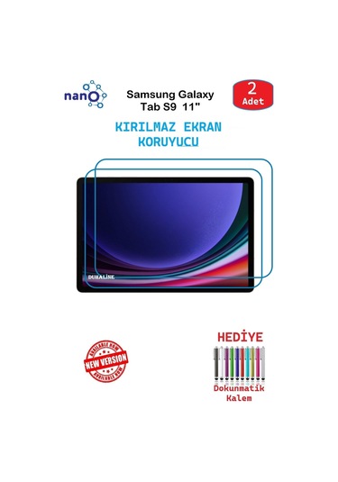 Samsung Galaxy Tab S9 Uyumlu  11" İçin Nano Ekran Koruyucu 9h Esnek 2 Adet