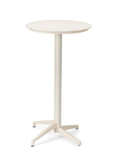 Bintaşmobilya Yuvarlak Beyaz Dış Mekan Bahçe Bar Masası Beyaz