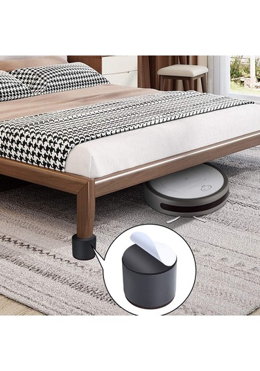 Hfambition Masa Dolap Sandalye Yüksekliği Artırıcı, 4 Adet Siyah Dairesel, 60x52mm, Karbon Çelik, Robot Süpürge İçin Temizlik Kolaylığı Sağlar