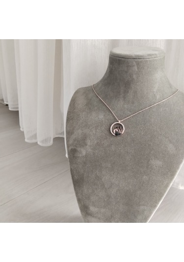 925 Ayar Gümüş Kadın Kolye- Rose Renk - Şık Tasarım - Model 2 Gümüş