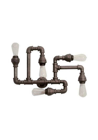 5'lı Borulardan Duvar Lambası Hediyelik Duvar Apliği Vintage Siyah