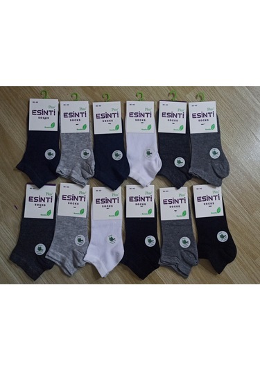 Esinti Bayan 12 Adet Bambu Dikişsiz 4 Renk Patik Çorap Çok Renkli