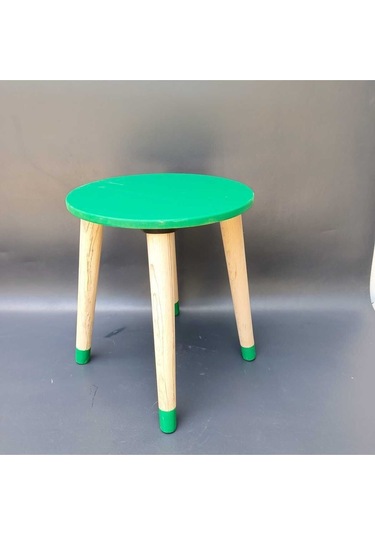 Na Neşeli Ahşap Yeşil Ahşap Çocuk Taburesi.çocuk Sandalyesi.çalışma Masası .renkli Çocuk Odası Sehpa Çiçeklik Yeşil