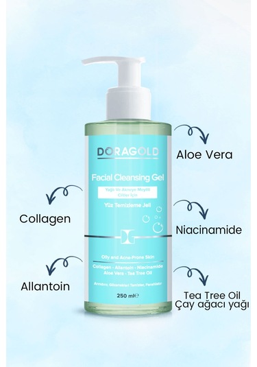 Doragold Yağlı ve Akneye Meyilli Ciltler Yüz Temizleme Jeli 250 ML
