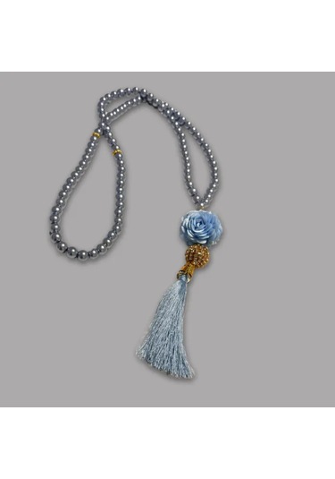 Uretti - Gül 4612 - El Yapımı Püsküllü İnci Tesbih 99'lu - Açık Mavi Açık Mavi