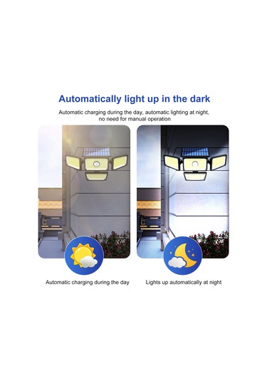Vkemall Ev Bahçe Duvar Lambası Güneş Enerjili 4 Ayağı 283 Led Işık 6000-7000k Ip44 Su Geçirmez Vücut Algılama 3-5m Ty10811