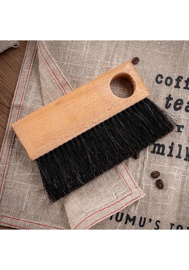 Suntek Kahve Değirmeni Makinesi Temizleme Fırçası Ahşap Saplı Dikdörtgen Delikli