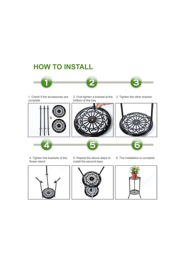 Springsun İki Katlı Demir Bitki Sistemi - Balkon, Bahçe, İç Mekan İçin Dayanıklı Çiçeklik Tutucu - Boşluk Tasarrufu Sağlar