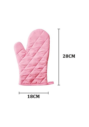 1 Çift Isıya Dayanıklı Kalın Mutfak Eldiveni Pembe Diğer