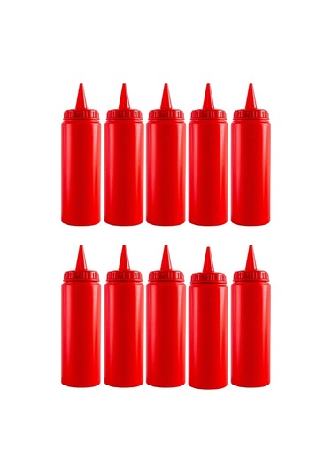 500 Ml. Fişek Sosluk Ketçap Mayonez 10 Adet Kırmızı