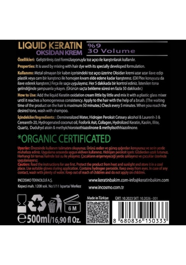 Oksidan Krem Güvenli Saç Açma 500ml