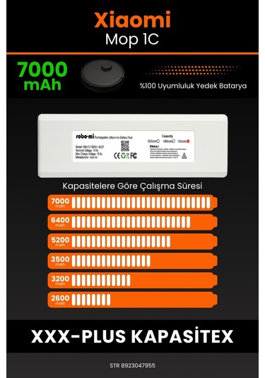 Xiaomi Mi Vacuum Mop 1c Uyumlu 7000.mah Batarya