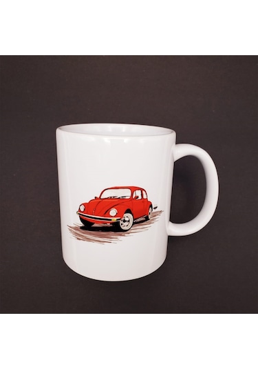 Büro Ev Ofis Kupa Bardağı İçin Kırmızı Vosvos Motif Kupa Bardak