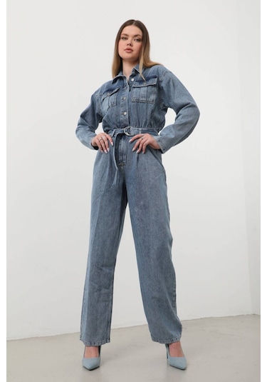 Kadın Oversize Jean Tulum Mavi 001