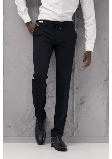 Ecer Regular Fit Yan Cepli Kışlık Gofre Kumaş Pantolon Lacivert