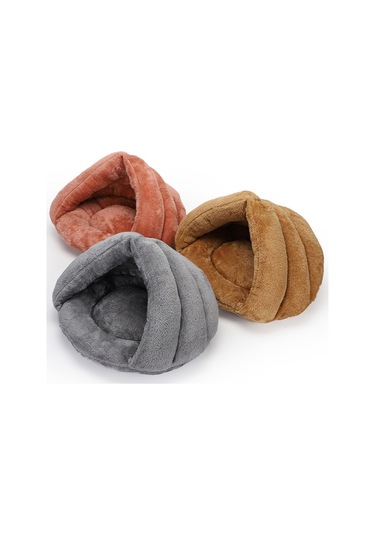 Geekyou Büyük Boy Gri Kışlık Yarım Kapalı Isınabilir Kedi Köpek Yatağı - Evcil Hayvanlar İçin Sıcak Ve Konforlu Yuva