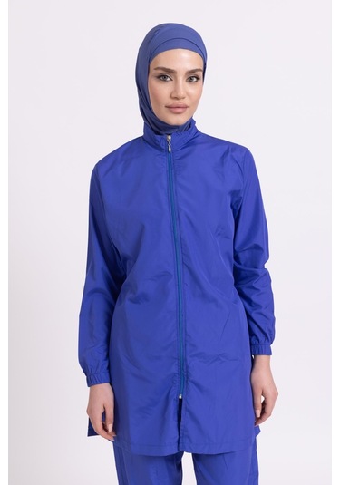 Kadın 23203 Büzgülü Paraşüt Tam Tesettür Mayo Saks Mavi-saks Mavi 34286 - 1 Saks Mavi