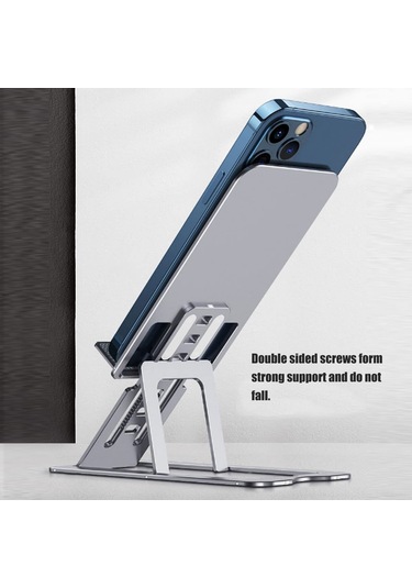 Vkemall Alüminyum Masaüstü Telefon Tutucu, 7 Açıyla Ayarlanabilir, Çoklu Cihaz Uyumlu 12 İnçye Kadar , Katlanabilir Ve Taşınabilir, Dürtüye Dayanıklı, Gümüş Renk