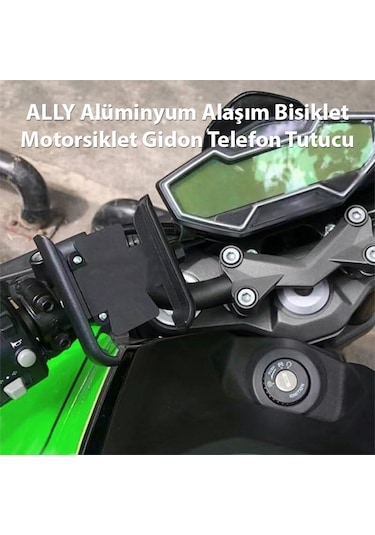 Ally Alüminyum Alaşım Bisiklet Motorsiklet Gidon Telefon Tutucu Siyah