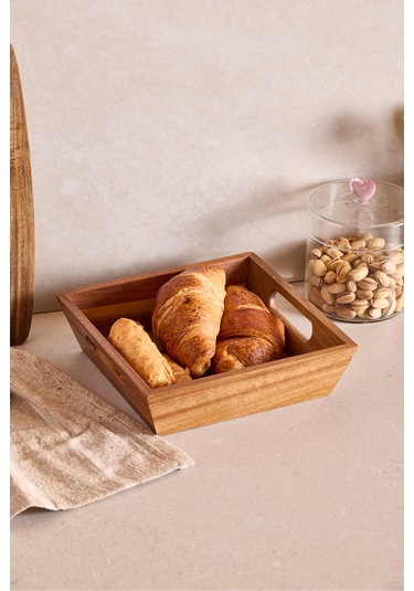 Akasya Ekmeklik 20x20x6 Cm Kahverengı Kahverengi