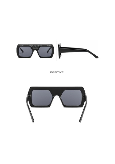 Erkek Büyük ÇerçeveKare Güneş Gözlüğü El Sanatları Desenli Çıkartmalar Dekoratif Gözlükler Siyah Gri