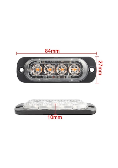Monyee 4led Aluminyum Flaş Arıza Uyarı Lambası - Araba, Motosiklet, Kamyon İçin - Ipx-4 Su Geçirmez 12w Sarı 50000+ Saat Ömür