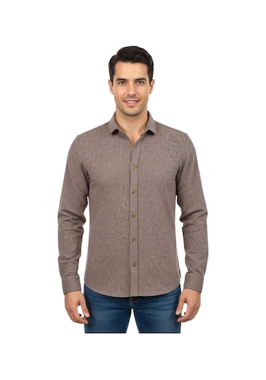 Raymons Erkek Spor Silim Fit Dokuma Gömlek Bgl-st04946 Vizon