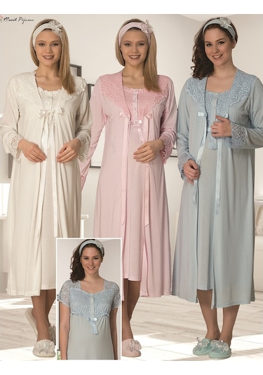 Mecit Pijama Mecit 1826 Hamile Lohusa Gecelik Sabahlık Takımı