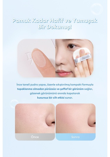 Dasique Sebum Dengeleyici Pürüzsüz Bitiş Sunan Transparan Kompakt Pudra Soft Cotton Powder Beyaz