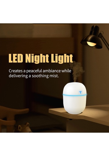 Honmex Portatif Mini Nemlendirici, Usb İle Çalışır, 220ml Hacim, 360 均匀 Nemleme, Otomatik Kapatma, Led Işık, Aromaterapi Uyumlu Pembe