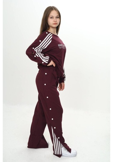 Unisex Çocuk 2 İplik Çıtçıtlı Alt&üst Eşofman Takımı %100 Pamuk Rahat Kalıp-299-eşt-0006 MÜRDÜM