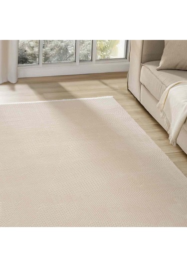 Bej Kabartmalı Soyut Modern Halı - Mk0556bjl