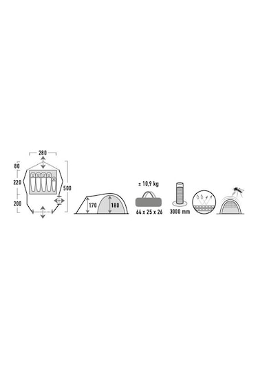 High Peak Amora Kamp Çadırı 5 Kişilik Altın