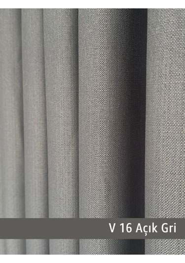 Donatti Açık Gri Düz Keten Fon Perde 1/3 Pile Tek Kanat Açık Gri