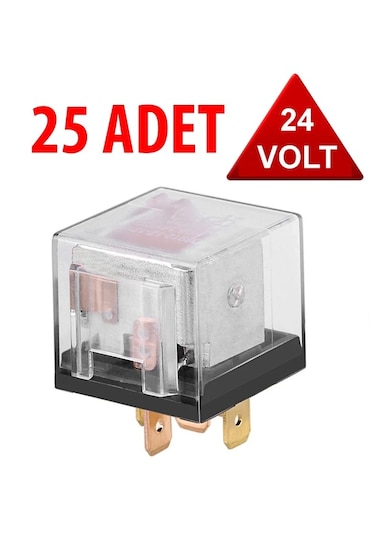 Skauto Üniversal Röle 24 Volt 40 Amper Şeffaf 5 Uçlu 24v 25 Adet