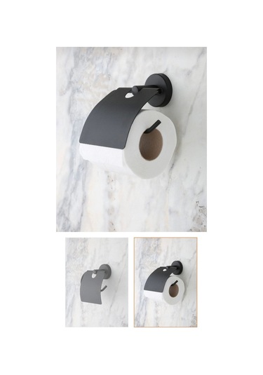 İsaoğlu Yapı Siyah Tuvalet Kağıtlığı Mat Siyah Banyo Kağıtlık Pirinç Malzeme Paslanmaz Siyah Aksesuar Siyah