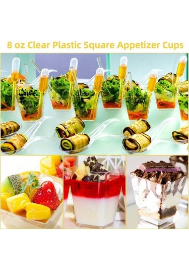 Willowhaven 26 Parça Kare Yeniden Kullanılabilir Ps Kek Bardakları - Pasta Ve Aperitif Tabağı