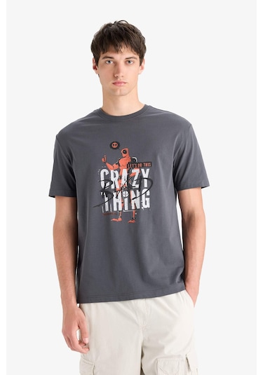 DeFacto %100 Pamuk Deadpool Regular Fit Bisiklet Yaka Kısa Kollu Tişört E3263AX25SMAR104