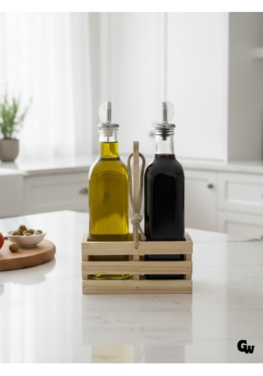 Ahşap Doğal 2li Set Yağdanlık Ve Sosluk Takımı Set Ihlamur - Kavak 1 Set Ahşap