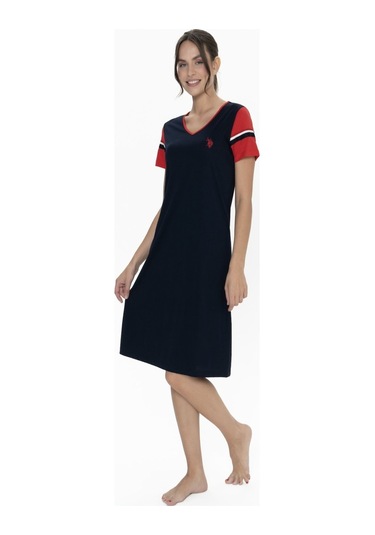 U.s. Polo Assn. 20009 Kadın Lacıvert Kısa Kollu V Yaka Gecelik Lacivert