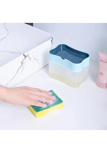 Yeni Gri Sabunluk Pompası Sünger Ile Manuel Temizleme Sıvısı Dağıtıcı Konteyner Manuel Pres Sabun Organizatör Mutfak Aracı Cocina